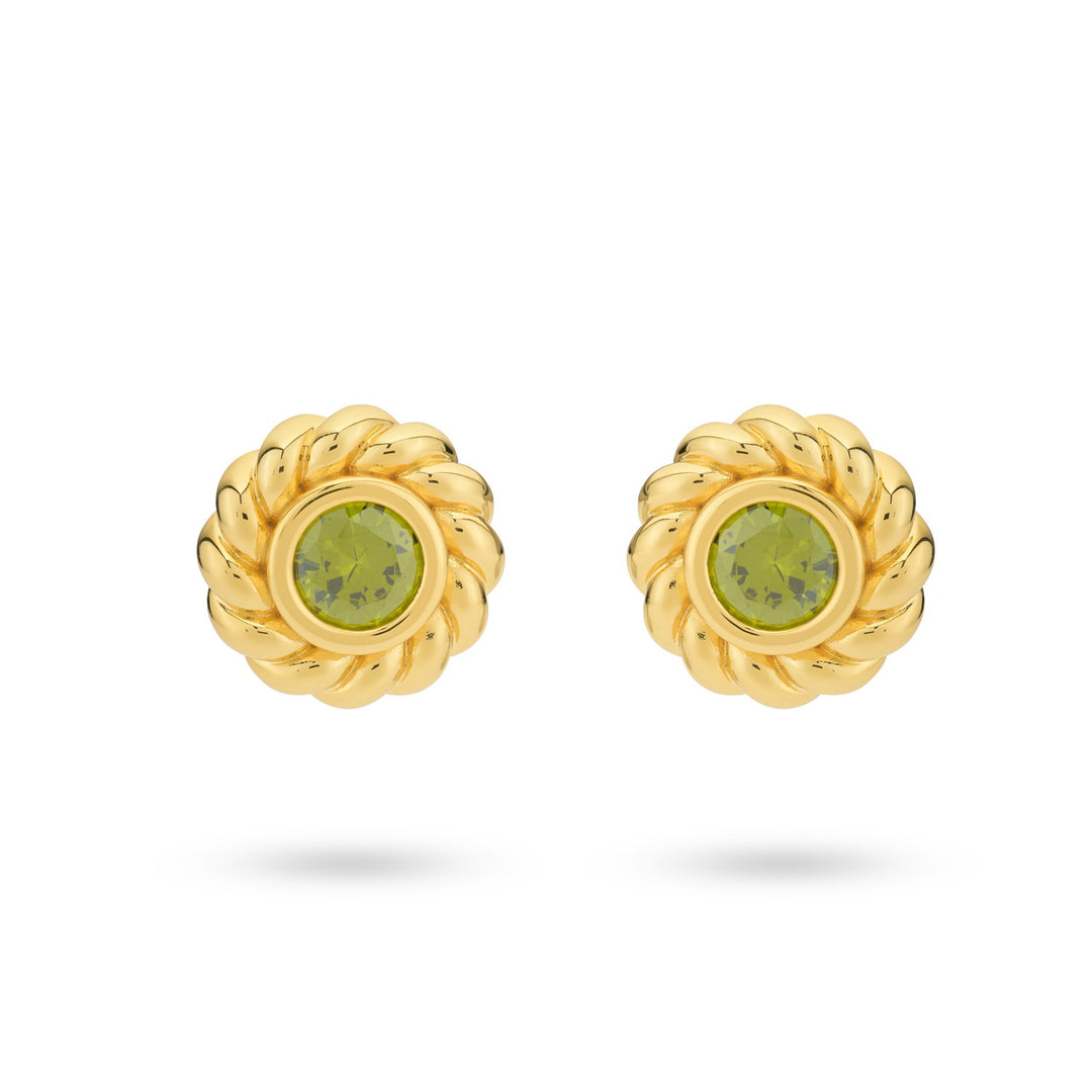 Round earstud with green stone