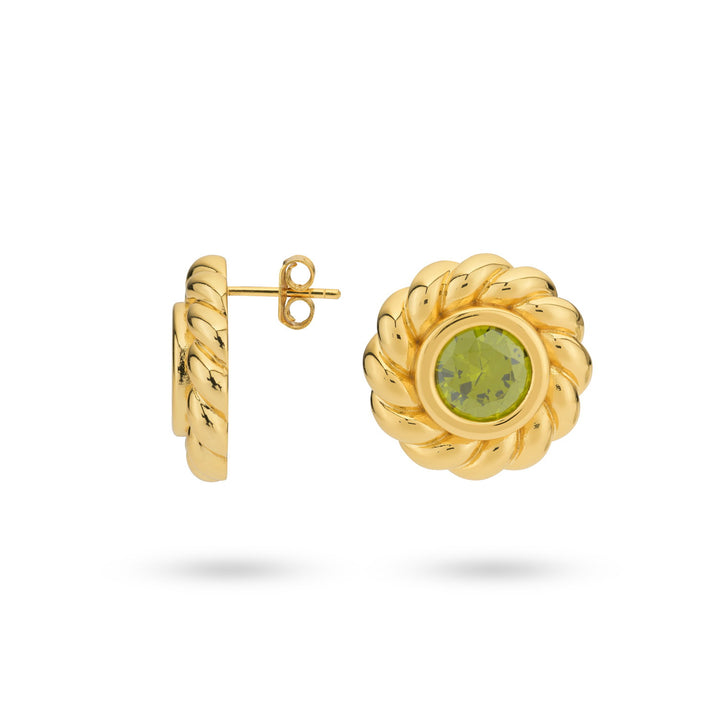Round earstud with green stone - 424134Y