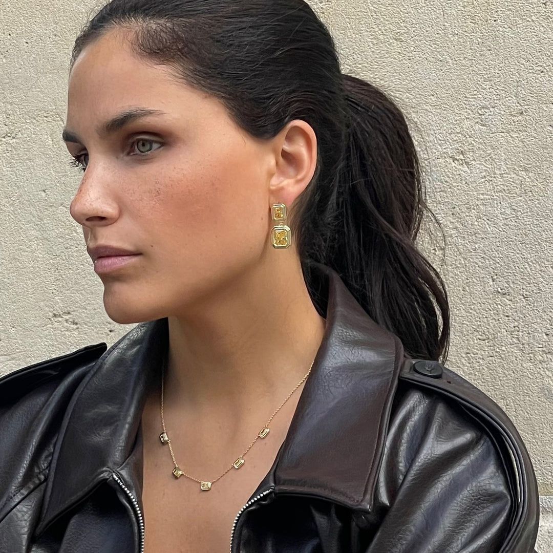 Earring with colored stones - 424138Y