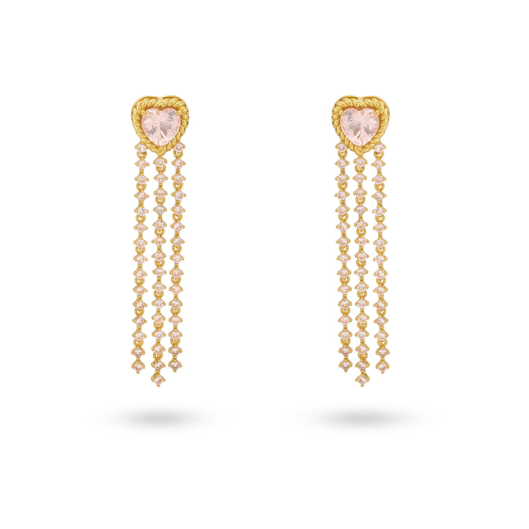 Heartshaped earring with pink stones