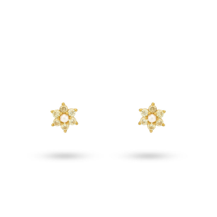 Earstud flower with sweetwater pearl - 424144Y