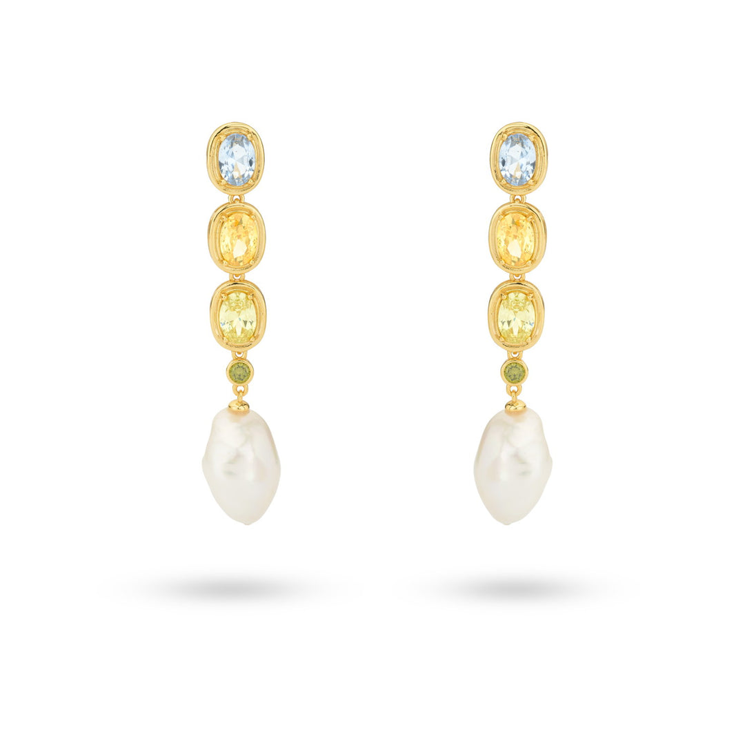 Earring with stones and sweetwater pearl