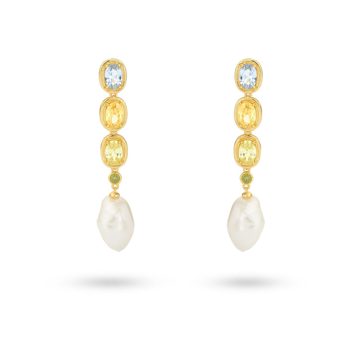 Earring with stones and sweetwater pearl - 424145Y