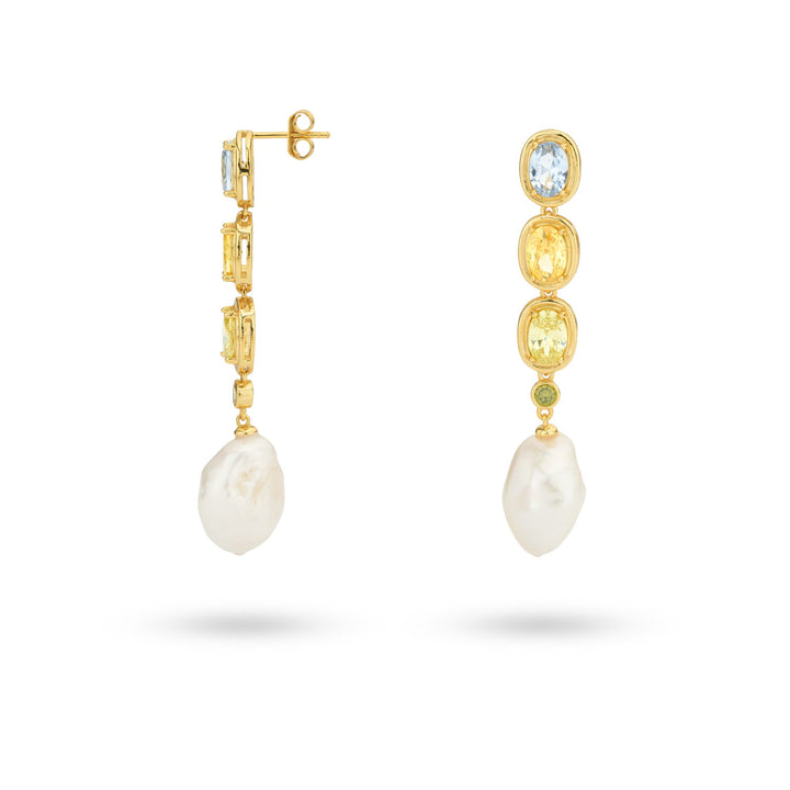 Earring with stones and sweetwater pearl - 424145Y