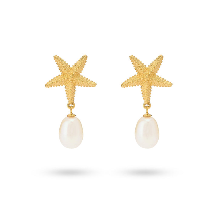 Earring with starfish and sweetwater pearl - 42488Y
