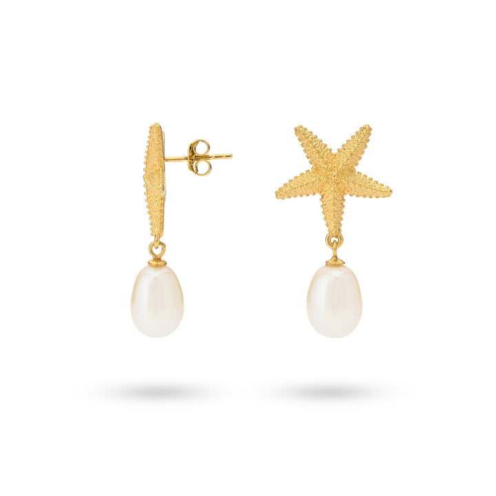 Earring with starfish and sweetwater pearl - 42488Y