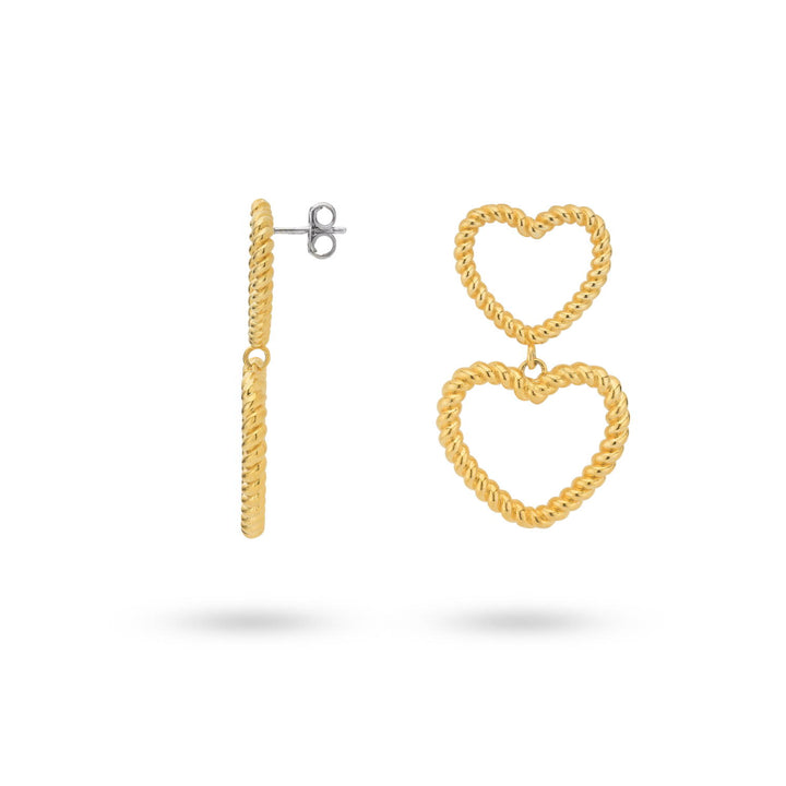 Bold heart shaped earrings with structure - 434006B