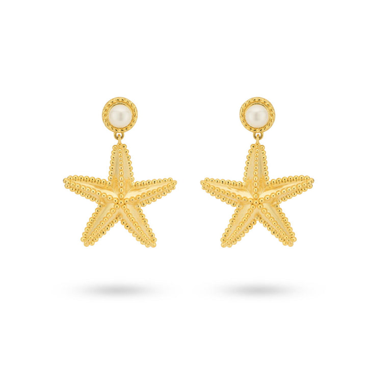 Bold earring starfish with sweetwater pearl - 434008B