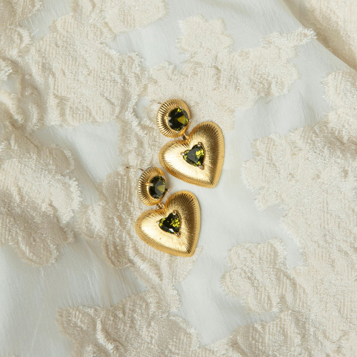 Bold peridot heartbeat earrings