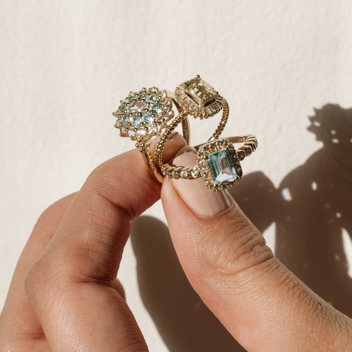 14K solid gold ring with blue topaz stone - 114005G