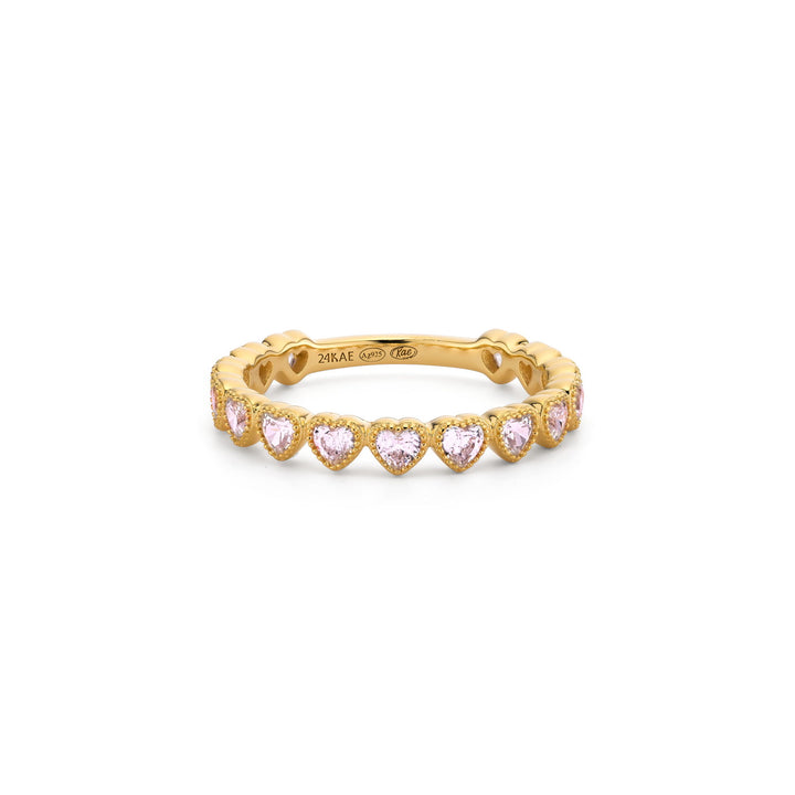 Ring met roze hartvormige stenen - 124132Y
