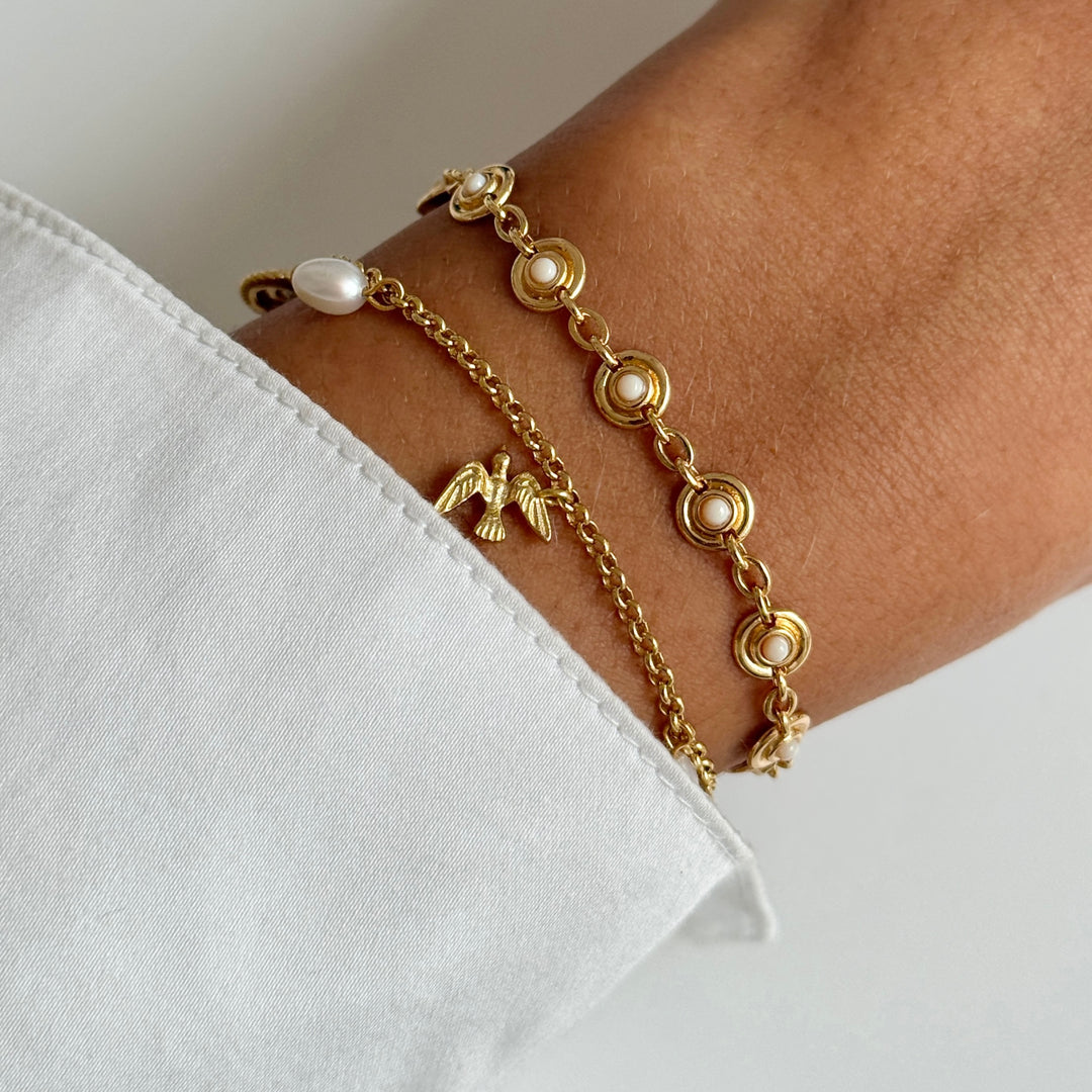 Armband met ronde ketting en lichtroze stenen