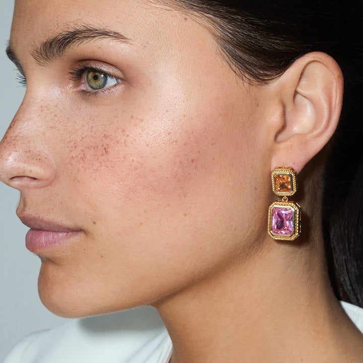 Bold earring with colored stones - 434009B