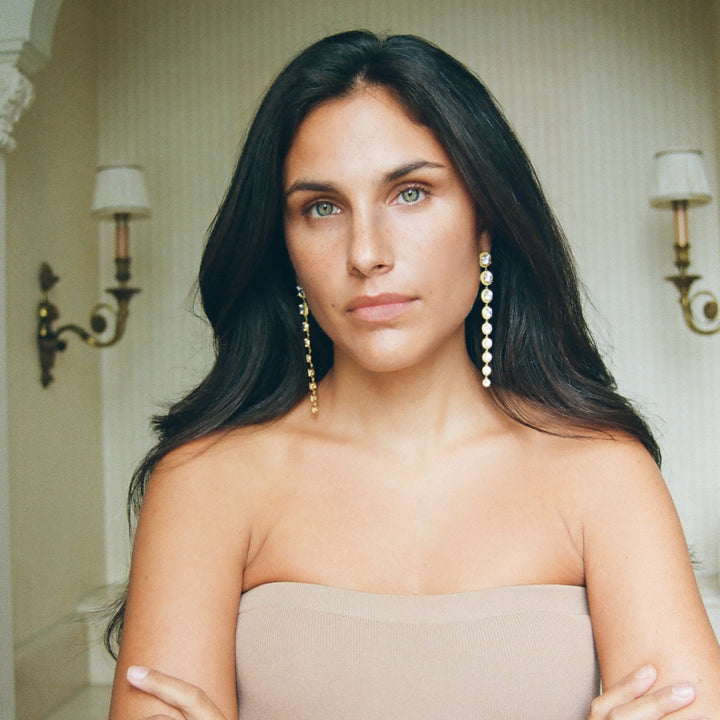 Bold diamond drape earrings