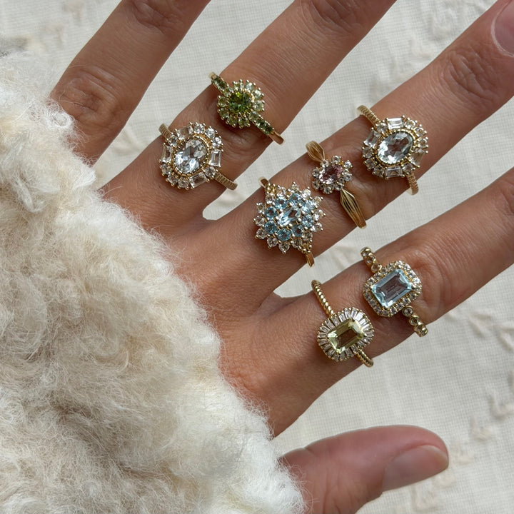 14K ring met groene amethist steen