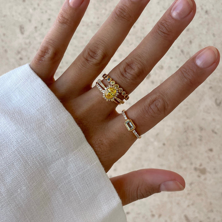 Ring met gekleurde stenen - 124157Y
