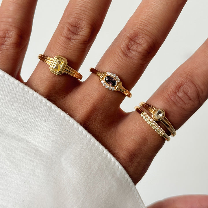 Ring met ovale steen en details - 124174Y