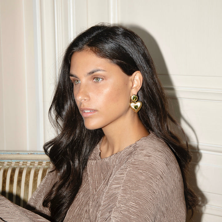 Bold peridot heartbeat earrings