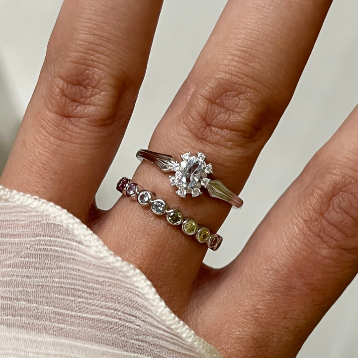 Vintage look ring with colored stones - 124152S
