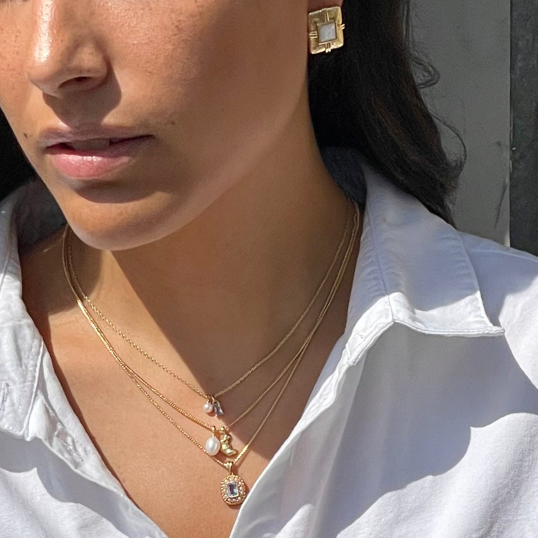 Vintage look oorbel met parelmoer - 424132Y