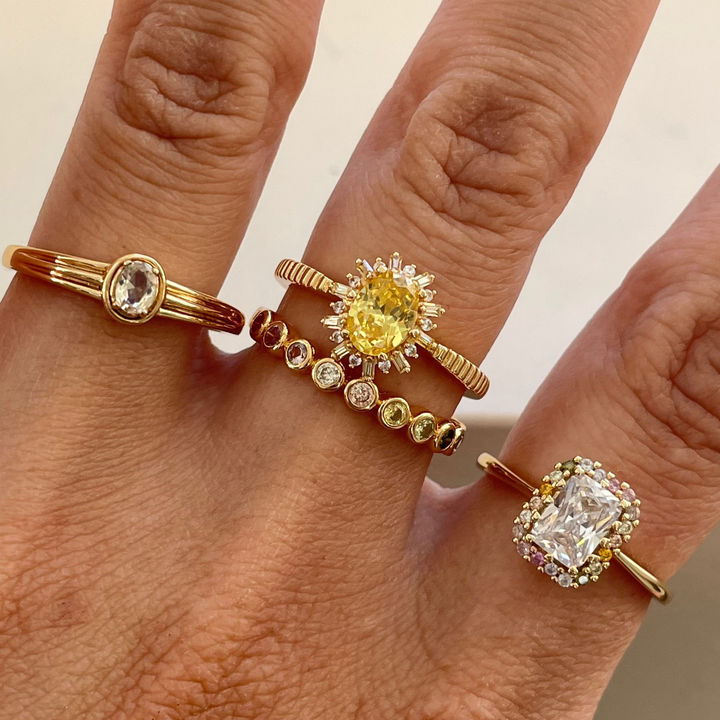 Ring with colored stones - 124156Y