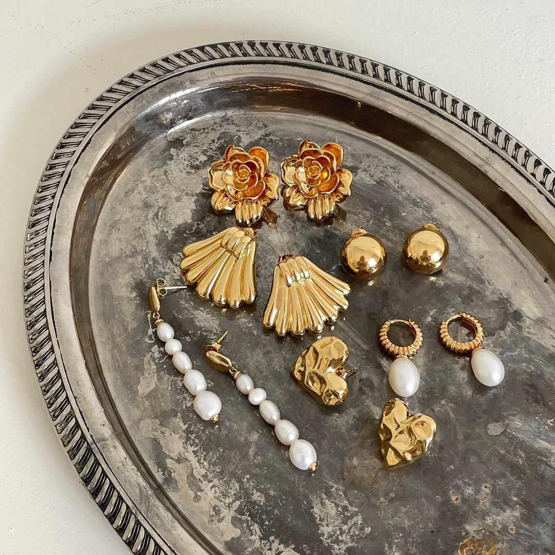 Earring with uneven sweetwater pearls - 424104Y