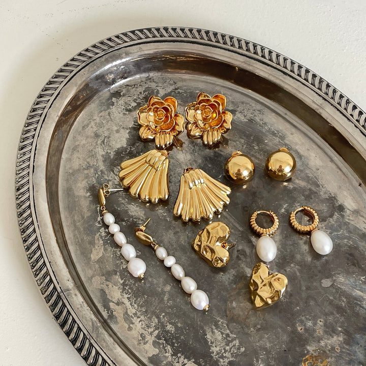 Earring with uneven sweetwater pearls - 424104Y