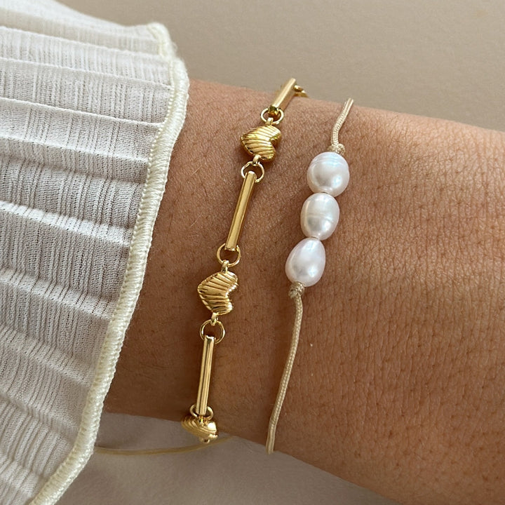 Rope bracelet with sweetwater pearls - 22466