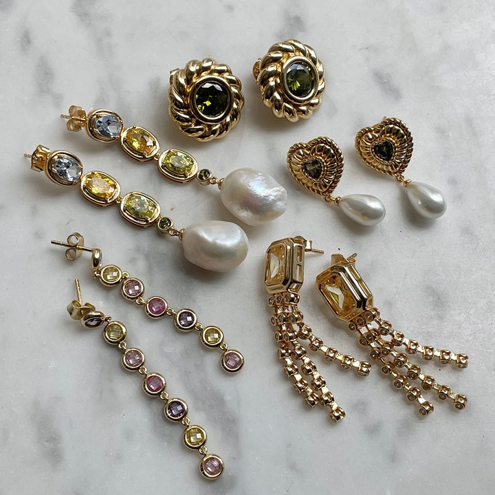 Earring with stones and sweetwater pearl - 424145Y