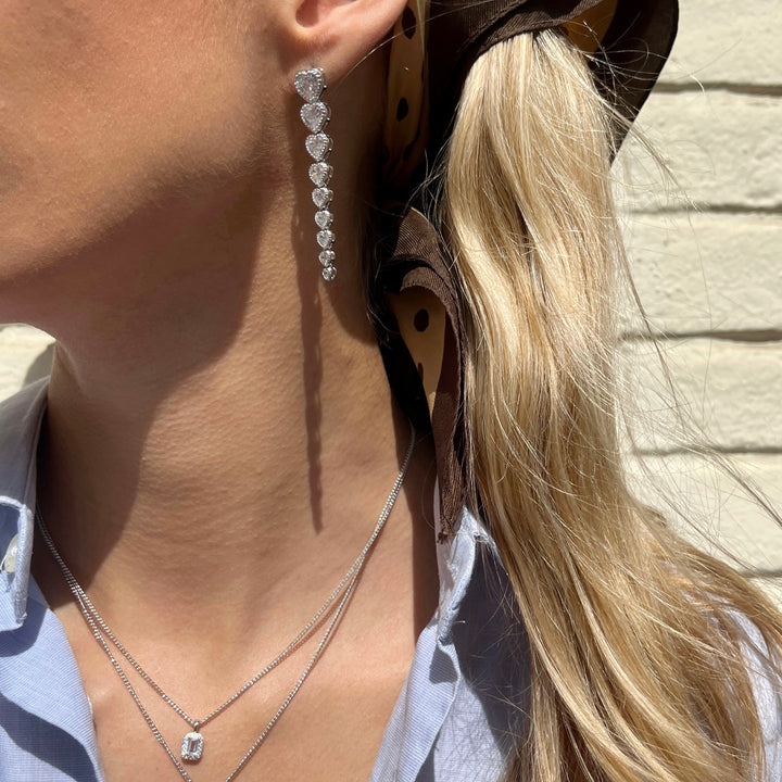 Earstud with heartshaped stones - 424116S