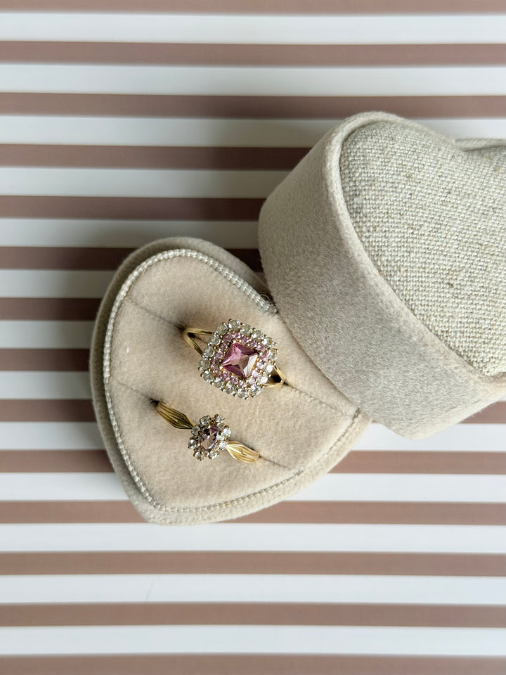 14K ring met roze toermalijn steen