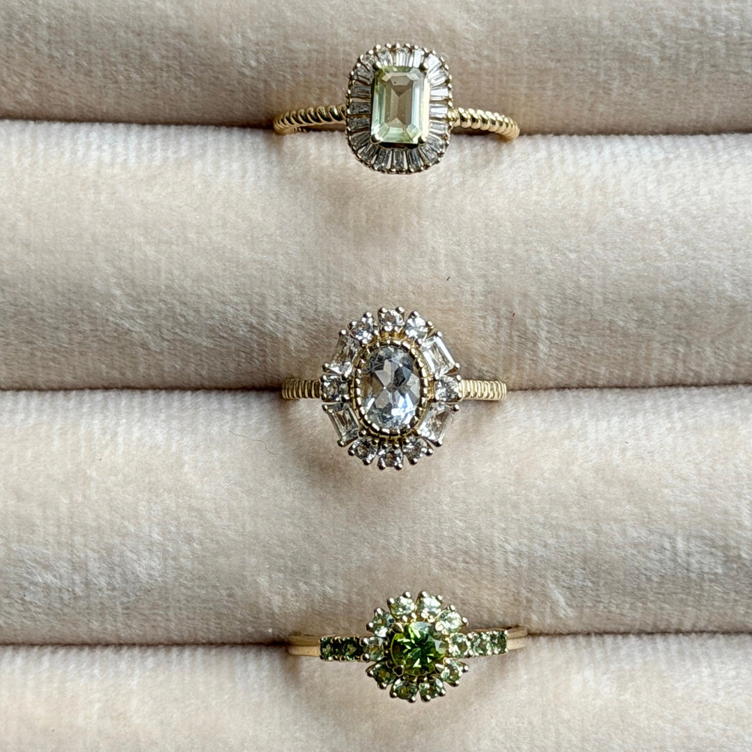 14K ring met groene amethist steen