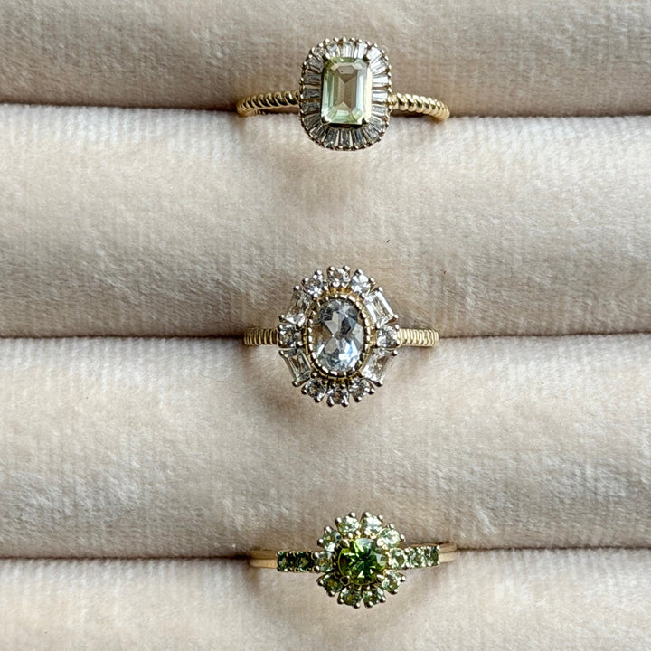 14K ring met groene amethist steen