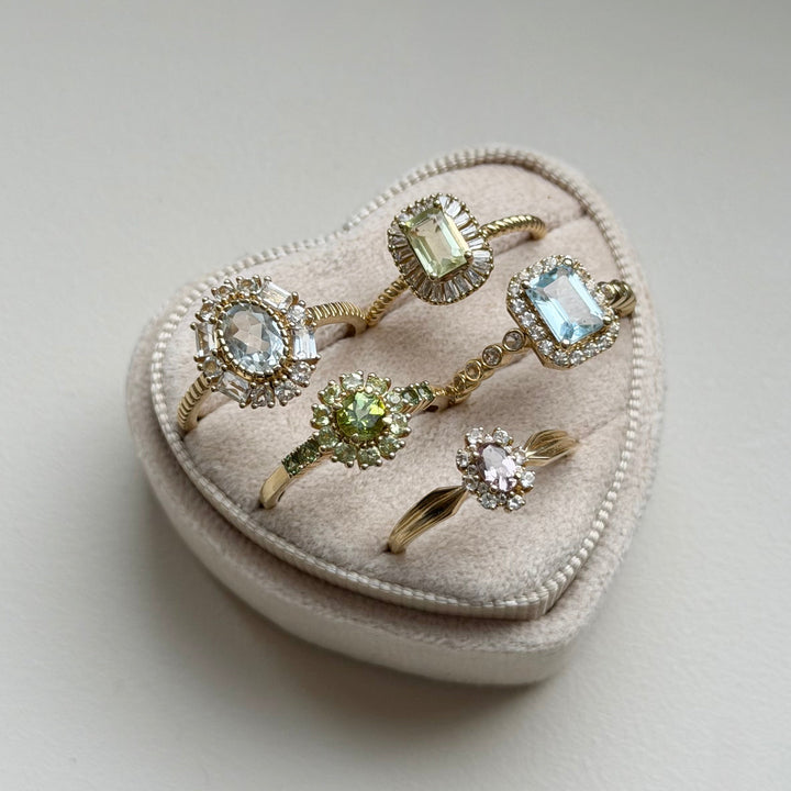 14K ring met groene amethist steen