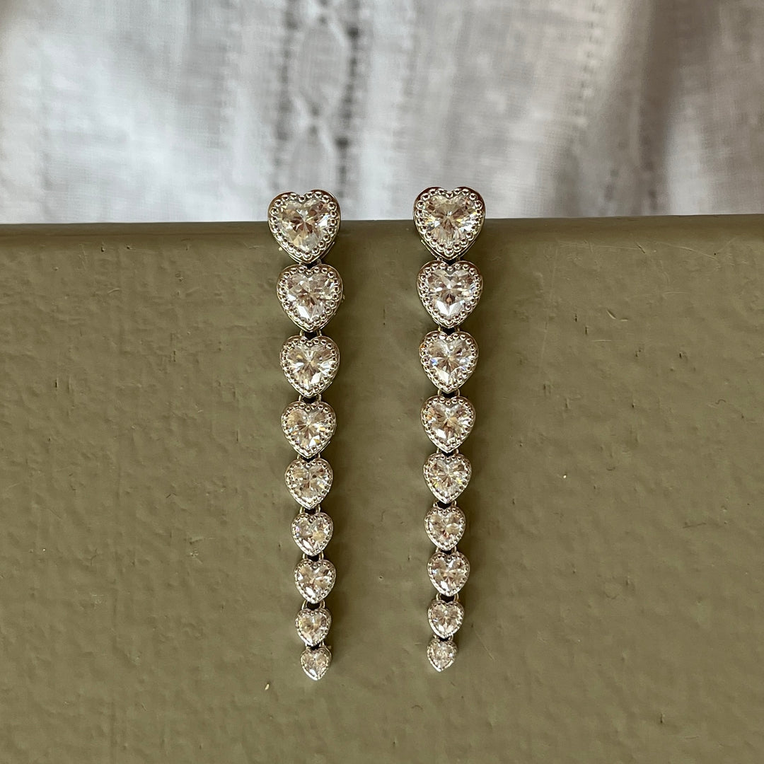 Earstud with heartshaped stones - 424116S