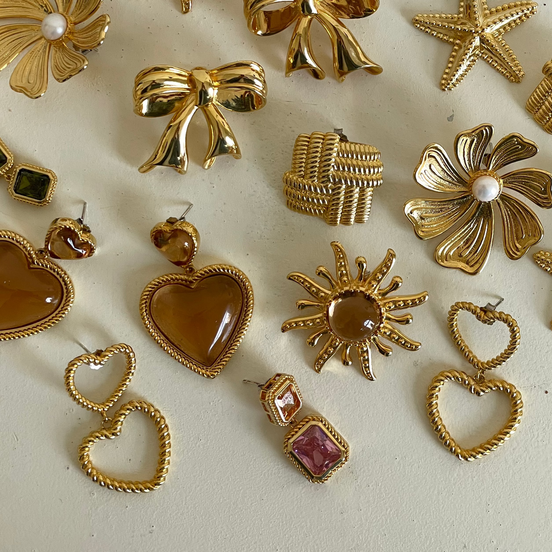 Bold earring with colored stones - 434009B