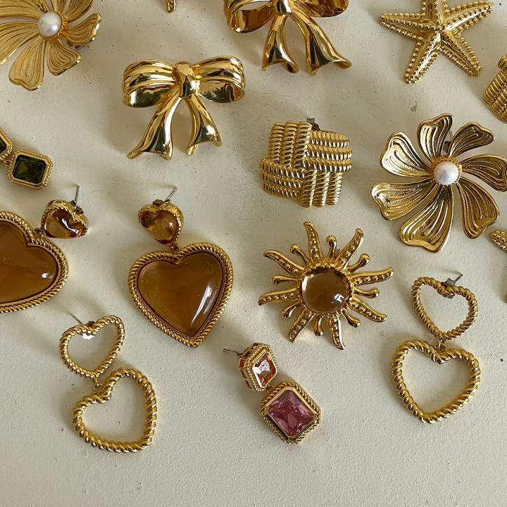Bold earring with colored stones - 434009B