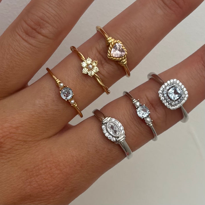 Ring with pearls and colored stone - 124166S