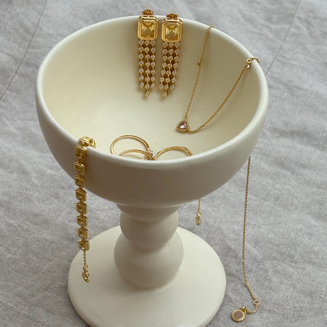 Earring with colored stone and chains - 424146Y