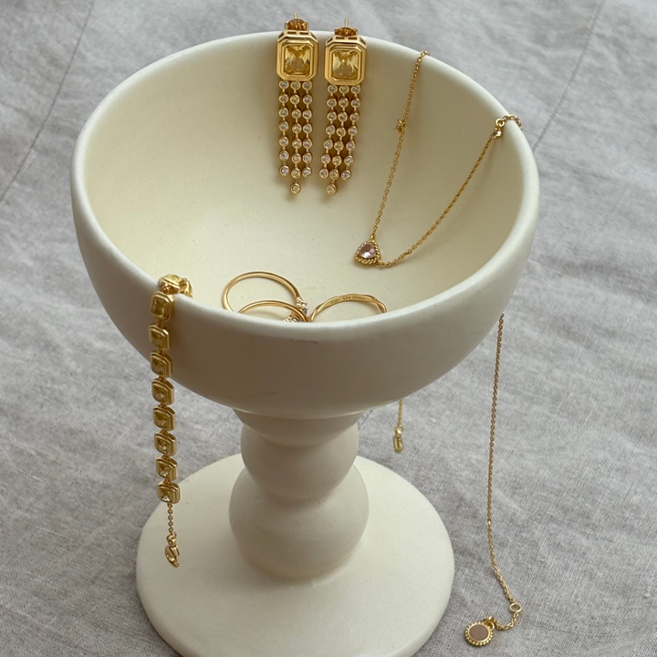 Earring with colored stone and chains - 424146Y