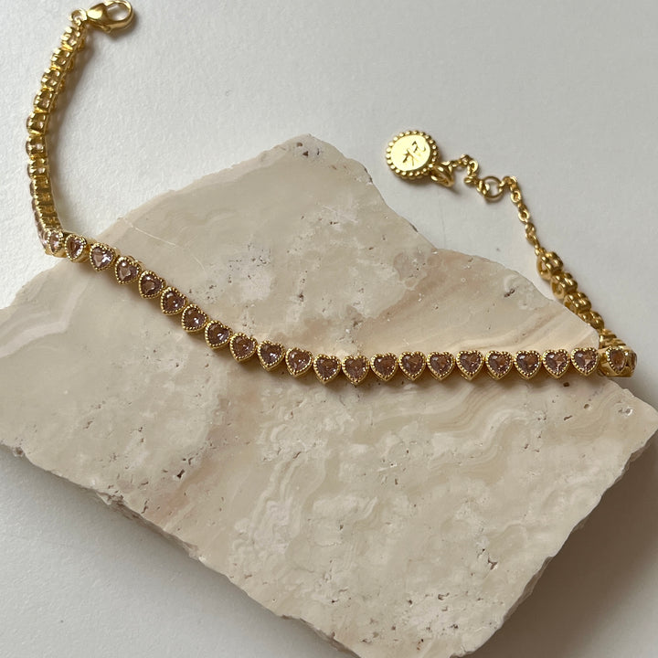 Bracelet with pink heartshaped stones - 22466Y