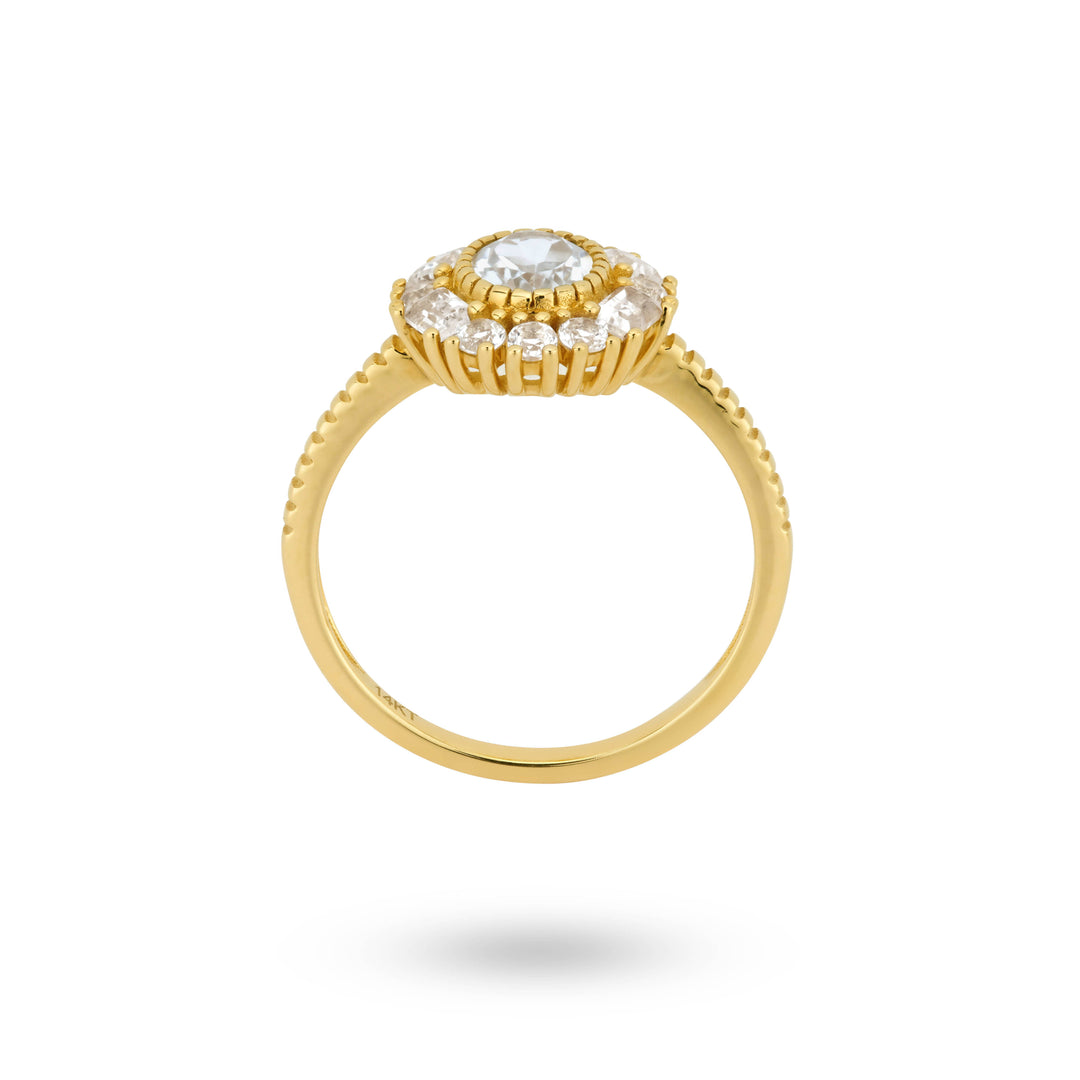 14K massief goud met witte topaas steen - 114006G