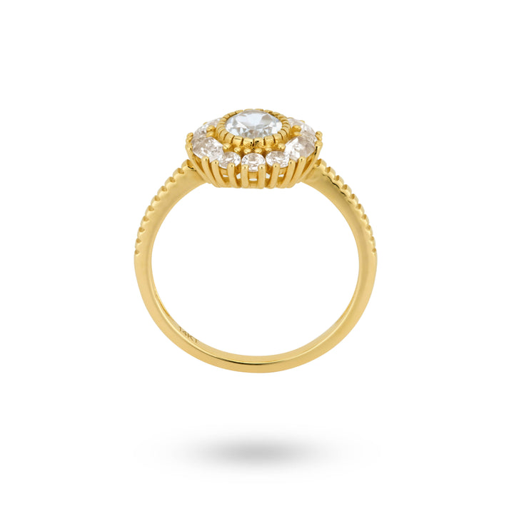 14K massief goud met witte topaas steen - 114006G