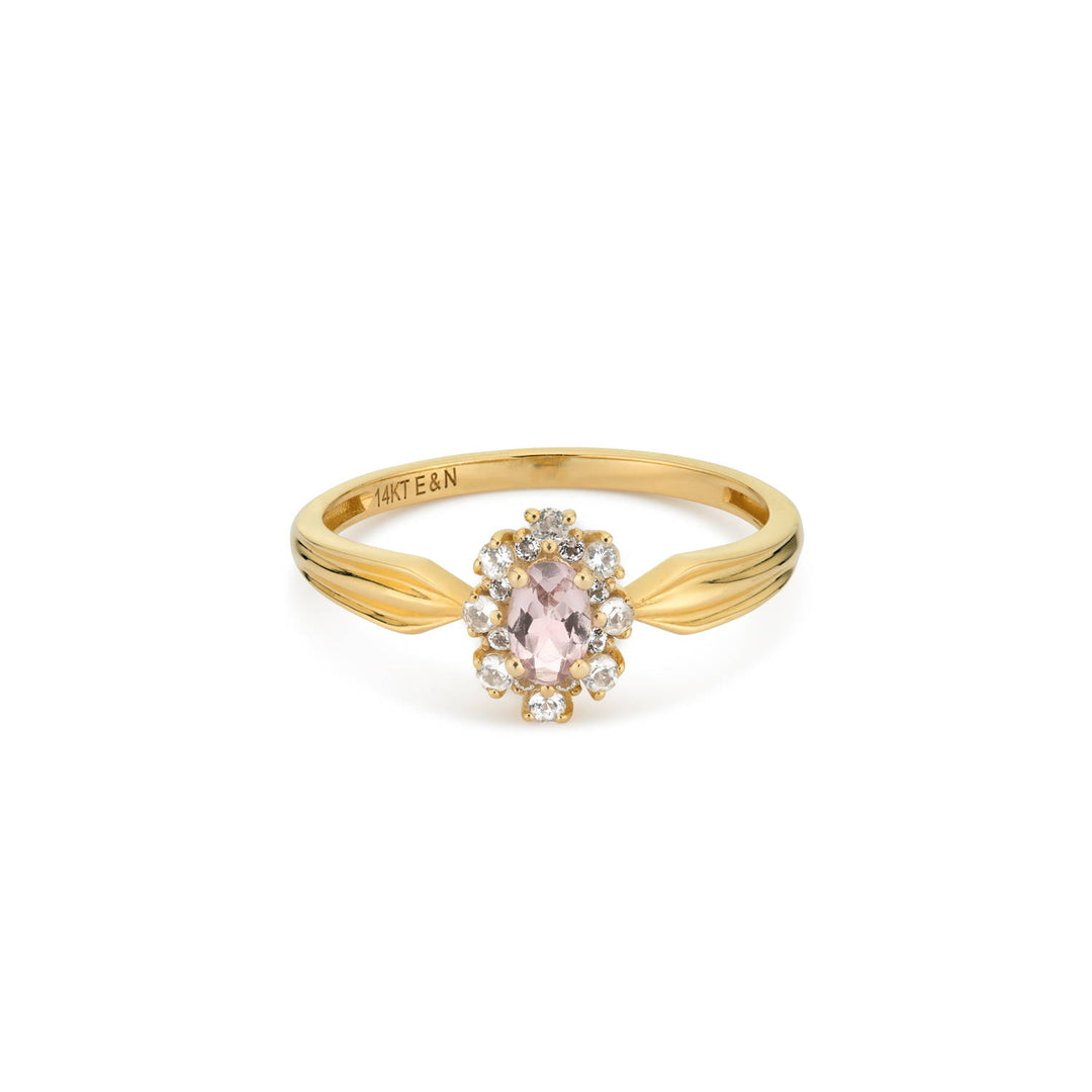 14K massief gouden ring met roze toermalijn steen - 114004G