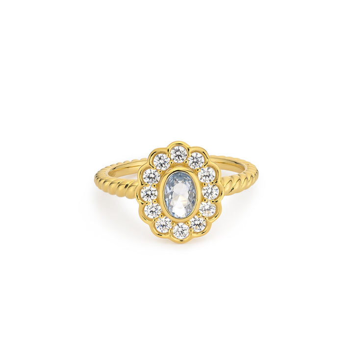 Ring met gekleurde stenen en gedraaide band - 124137Y