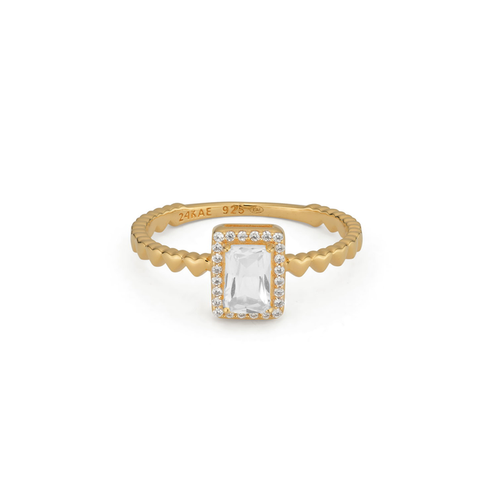 Ring with white stones and structured band  - 124191Y
