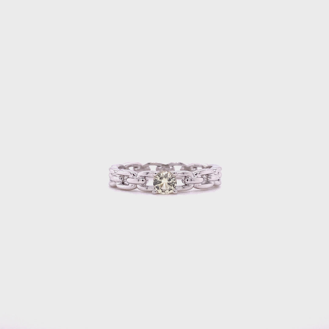 Ring with chain structure and colored stone - 12463S