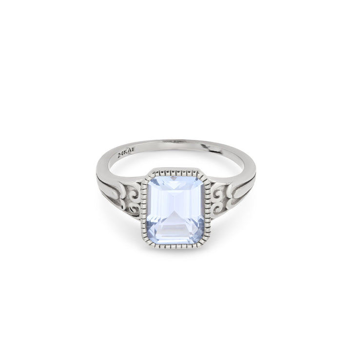 Ring with rectangular stone - 12410SL