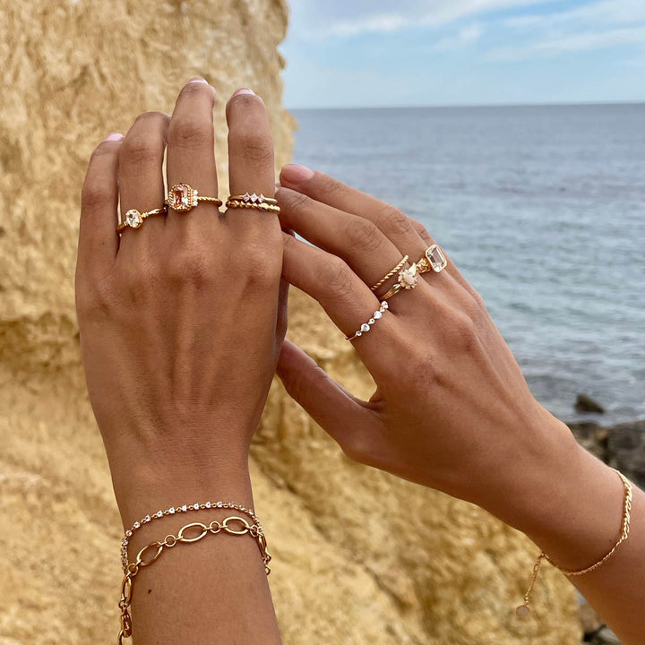 Ring met structuur en kleursteen - 12441Y