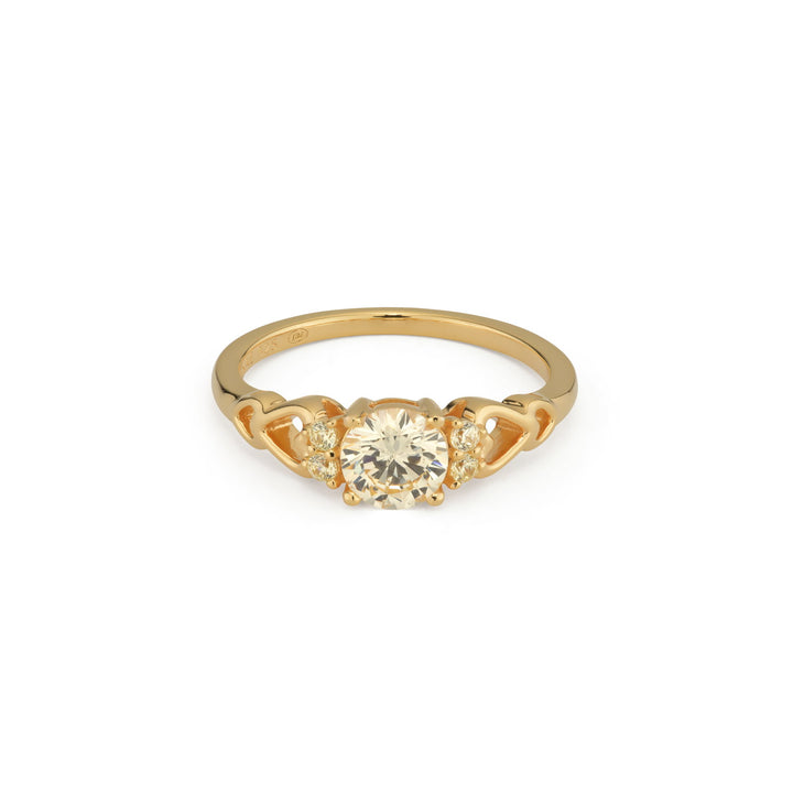 Ring with stones and heart shaped detail - 12444Y